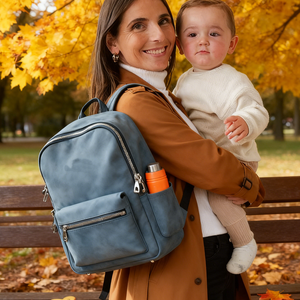 <span class=keywords><strong>Sac</strong></span> à dos de voyage pour bébé en cuir vegan PU de couleur crème élégant, fabriqué par le fabricant OEM, imperméable, <span class=keywords><strong>sac</strong></span> à <span class=keywords><strong>langer</strong></span> pour maman - Product Image 2