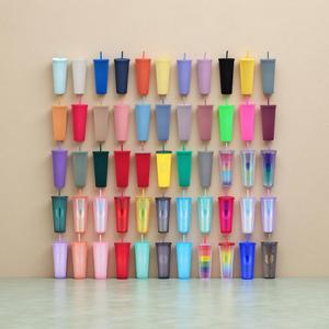 Promotional Drinkware Custom Logo Reusable Diamond <b>Drinking</b> Cups 24 oz Multi Colors Matte Durian Tumbler with Lid and <b>Straw</b> - Product Image 2