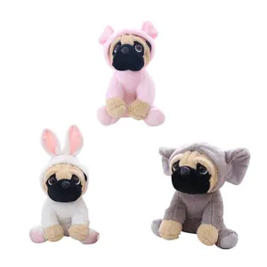 Lovely sharpei turned dog doll plush toy hat dog doll pug stuffed animals toys for kids birthday holiday gifts