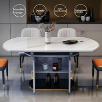 Table de salle à manger compacte pliable télescopique en pierre frittée, style nordique moderne, pour hôtel, assemblée en usine