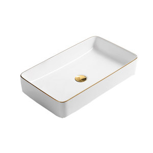 Nouvel arrivage Évier de salle de bain rectangulaire en céramique noire Lavabo à <span class=keywords><strong>main</strong></span> de style moderne Offre Spéciale monté sur comptoir - Product Image 1