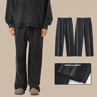 Pantalon décontracté pour homme coupe droite en coton épais délavé à l'acide, 100 % coton éponge, style cargo, avec taille élastique