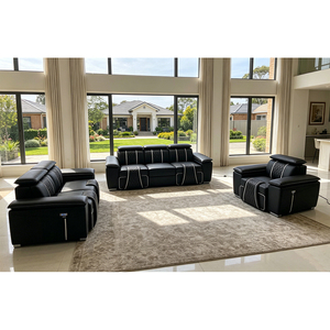 Cómodo Conjunto de Sofás Reclinables Motorizados de Cuero 1+2+<span class=keywords><strong>3</strong></span>, Elegante Diseño Cosido, Asientos Reclinables Eléctricos para Sala de Estar - Product Image 4