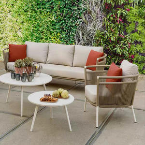 Ensemble de jardin en rotin d'extérieur 4 places, design contemporain imperméable, pour balcon et cour - Product Image 3