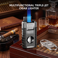 Briquet torche vintage JH personnalisé avec impression sérigraphique / gravure laser, flamme jet premium et coupe-cordon tranchant