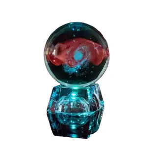 6厘米直径地球仪银河水晶球3D激光雕刻石英玻璃球家居装饰配件礼品