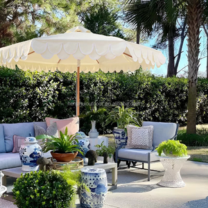 Sombrilla <span class=keywords><strong>de</strong></span> patio <span class=keywords><strong>de</strong></span> madera <span class=keywords><strong>de</strong></span> alta calidad, grande, <span class=keywords><strong>de</strong></span> 9 pies, rosa, con doble borde festoneado, <span class=keywords><strong>para</strong></span> jardín, terraza y patio trasero - Product Image 3