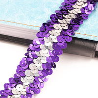 Accessoire de costume de danse, garniture élastique perlée à trois rangs de 3 cm, dentelle à sequins en polyester <6 mm, échantillon disponible en 7 jours