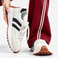 BRONAX Chaussures de sport décontractées pour femmes, à lacets, à bout large, couleur beige