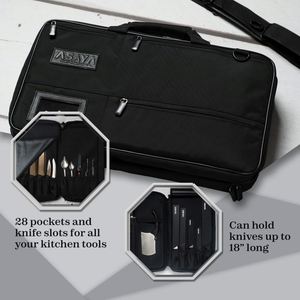 Échantillon gratuit : sac de transport pour couteaux de chef, porte-couteaux universel pour cuisine avec bandoulière réglable, couteaux non inclus - Product Image 6
