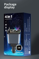 Cargador de Coche Retráctil 4 en 1 de 120W con Luz Ambiental de Cielo Estrellado, Carga Rápida PD, Protección OTP, Adaptador Rápido