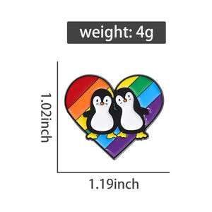 Sevimli penguen çift emaye Pin gökkuşağı kalp aşk broş yaka rozeti LGBT gurur takı hediye toptan - Product Image 6