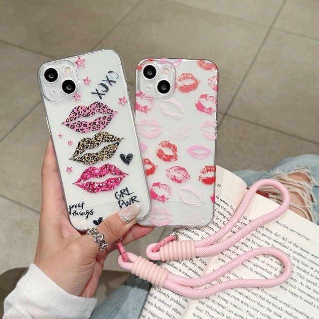 Luxury Sexy Lip Print Soft Clear Case Protection for iPhone 16 14 13 12 11 17 14 Pro Max Camera Protection Case for iPhone 15