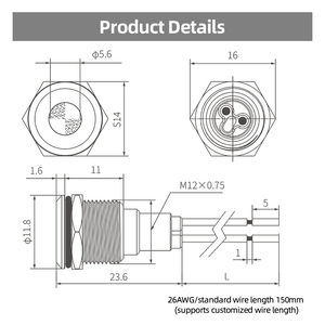12 mét kim loại chỉ số tín hiệu đèn không thấm nước IP65 màu xanh lá cây <span class=keywords><strong>LED</strong></span> chỉ số ánh sáng với dây chỉ số đèn - Product Image 6