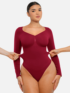 Của phụ nữ liền mạch dài tay áo bodysuit với ngực hỗ trợ và Tummy kiểm soát cộng với kích thước Breathable Spandex bán buôn - Product Image 5