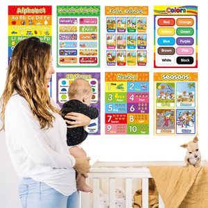 Nuovo Design 8 pz/set di <span class=keywords><strong>alfabeto</strong></span> della fattoria inglese precoce Poster di educazione per bambini Silent Wall Chart materiale di carta patinata - Product Image 5