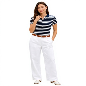 Camiseta Polo Clásica a Rayas para Mujer, Manga Corta, Cierre de Botones, Ligera, para Verano, Golf, Oficina, Informal, Venta al Por Mayor - Product Image 5