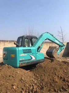 Mini-excavatrice Kobelco SK75 d'occasion de haute qualité, importée du Japon, excavatrice hydraulique sur chenilles d'occasion, certifiée CE, avec brise-roche - Product Image 2