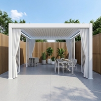 Pergola bioclimatique intelligente moderne blanche en aluminium avec toit rigide, écran zip et éclairage LED 4x3 pour jardin