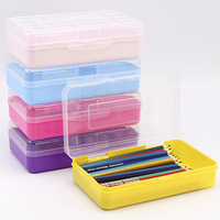 Offre Spéciale Pp Transparent Papeterie École Personnalisé en plastique transparent coloré étui à crayons grandes boîtes de rangement pour stylos pour garçons filles