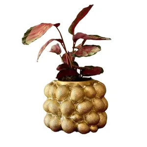 Florero de cerámica de limón dorado moderno creativo personalizado para decoración del hogar macetas con forma de fruta interior florero de limón dorado