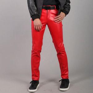 Pantalons en cuir pour hommes, coupe skinny, élastiques, mode, streetwear, moto, grandes tailles, jeans pour hommes - Product Image 4