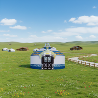 Yurt mongol à quatre couches et quatre saisons, type cloche, en toile de coton et PVC, imperméable, coupe-vent, résistant aux déchirures et aux UV
