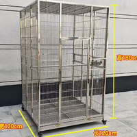 Cage à oiseaux multi-niveaux en acier inoxydable extra large sur pied avec étagères de reproduction