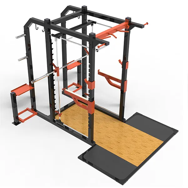 Mesin Gym Multifungsi, Peralatan Gym Profesional Multi Stasiun Rak Squat Pelatih CrossOver Mesin Smith 3D dengan Platform Angkat Mati