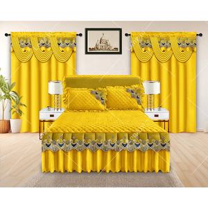 Juegos de Cama, Colecciones al por Mayor, Cubrecama Acolchado, Tamaño King, Económico, 5 Piezas, Falda de Cama con Cortinas a Juego, Envío Gratis - Product Image 3