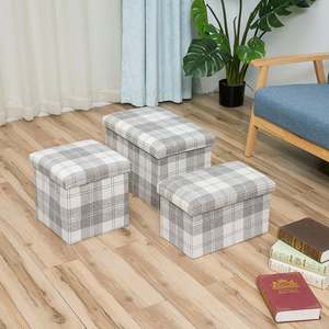 Home Linen Fabric Footstool Cube <b>Storage</b> Box Shoe Bench Foot Rest Suitable for Bedroom Hallway Living Room - Product Image 2