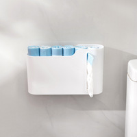 Distributeur de sacs poubelles, fixation murale adhésive sans perçage et pour porte d'armoire, compatible avec les rouleaux jusqu'à 6 cm de diamètre, organisateur de sacs poubelles