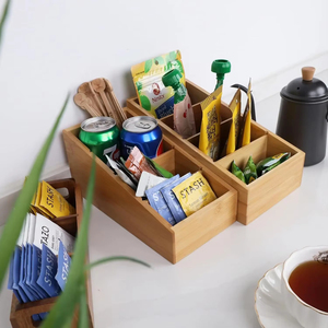 Organizador de Bolsitas de Té de Bambú al por Mayor, Organizador de Almacenamiento de Bambú para <span class=keywords><strong>Despensa</strong></span>, Organizador de Snacks de 4 Secciones con Divisores para Cocina - Product Image 3