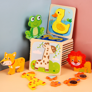 <strong>Easy</strong> Cartoon 3d <strong>Puzzle</strong> Simple Animal Toddlers Jigsaw Wooden Baby <strong>Puzzles</strong> Montessori Educational Toys - Product Image 2