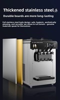 Machine à glace commerciale entièrement automatique la plus vendue, 3 saveurs, glace molle, sur table, en acier inoxydable, lait/eau, 1500W, garantie 1 an
