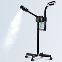1688 White 2 in 1 Hot Mist Facial Steamer Machine with 5X Magnifying Lamp Ozone Deep Cleansing for Salon Spa Face Care