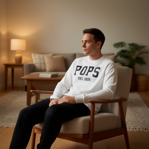 T-shirt à manches longues et col rond Pops Est 2025 pour homme, gris, taille S, coupe classique - Product Image 3