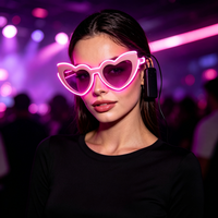 Lunettes à fil électrique EL en forme de cœur, les plus vendues, lunettes de soleil néon lumineuses, lunettes de rave brillantes pour concert, fête, Saint-Valentin, boîte de nuit