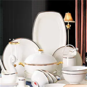 Tangshan bone porcelain bowl and dish set family Nordic style tableware set