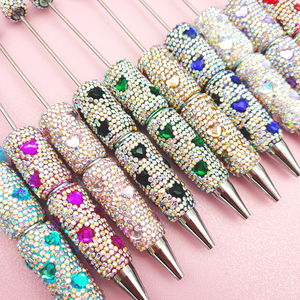 B7029 Herz Kristall Bling Voll abdeckung Strass Kugelschreiber Kreative DIY Schmuck Perlen Stift Förderung Schule Büro Geschenke - Product Image 2