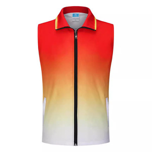 Chaleco con Cremallera Degradado, Uniforme de Trabajo Personalizado con Logotipo Impreso, Ropa Promocional para Voluntarios, Ribete en Contraste, Tela Delgada - Product Image 3