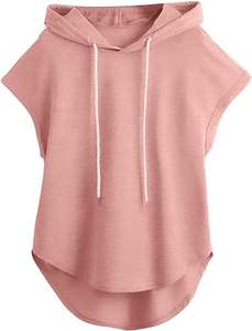 Sudadera Deportiva sin Mangas para Mujer, Transpirable, sin Costuras, 100% Algodón Lavado, para Ejercicio, Estilo Relajado, Manga Corta 2024 - Product Image 2