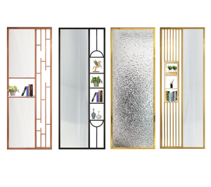 Changhong Simple moderno de acero inoxidable respetuoso con el medio ambiente estante decorativo Modular de acero inoxidable Pantalla de vidrio partición sala de estar - Product Image 5