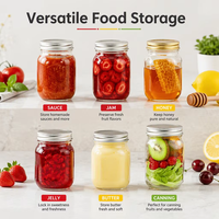 Promo! Stoples Kaca Mason Mulut Lebar Bentuk Kotak dan Bulat 150 ml 250 ml 300 ml 380 ml 500 ml 750 ml 1000 ml untuk Selai Madu Acar Makanan
