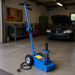 Martinetto idraulico blu da 22 tonnellate con ruote, a bottiglia, ad aria compressa, per auto - Product Image 2