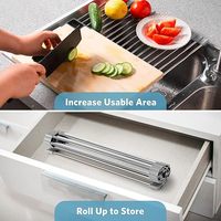 Égouttoir à vaisselle pliable en acier inoxydable, couvercle d'évier de cuisine, organisateur multifonctionnel écologique et amovible
