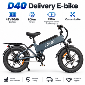 จักรยานไฟฟ้า D40 750W 48V40AH ยางขนาด 20 นิ้ว แรงบิด 80N·m ชาร์จ 7-8 ชั่วโมง ผลิตตามสั่งจากโรงงาน OEM - Product Image 1
