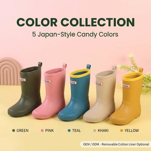 New Soft Flexible Kids <strong>Waterproof</strong> Rain <strong>Boots</strong> With Back <strong>Pull</strong> Loop Removable Liner For Spring Autumn Puddle Play Children Gumboots - Product Image 1