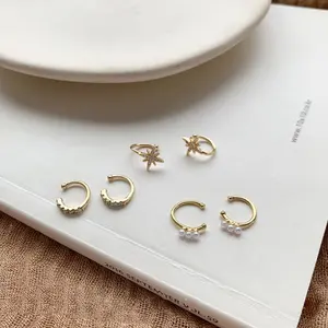 Fashion 21524 24K gold Plated korean drop cc pearl stud hoop earrings designer earrings popular brands earrings for women 2021