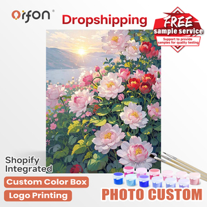 ORFON Vente directe usine Dropshipping <span class=keywords><strong>Peinture</strong></span> par numéros - Art du coucher de soleil sur champ de pivoines vibrant pour adultes, décoration intérieure DIY, vente en gros - Product Image 1